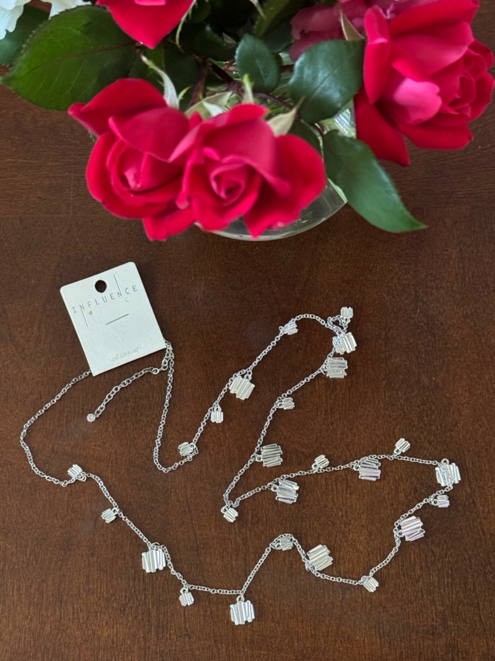 Influence ~ Adjustable Length Silver Multi-Charm Necklace APX 17” to 20”